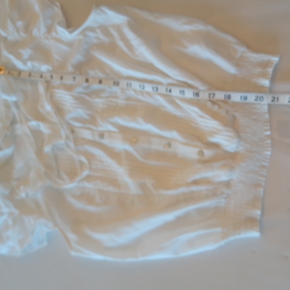 GUC Pink Martini White Button Front Top with Lace Inset Sz L - Picture 7 of 7